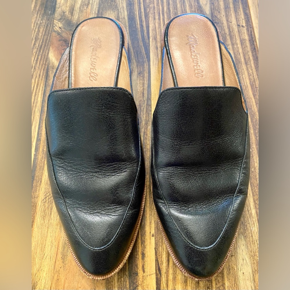 Madewell Womens The Frances Skimmer Mules Leather Black Retail $130 sz 7.5 - Picture 3 of 8